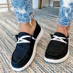 Damen nan Segeltuch-Mokassin-Sneaker mit elastischer Schnürung gepolstertem Komfortfußbett und profilierter Gummisohle R&B