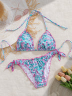 Damen floral gemusterter Triangel-Bikini R&B