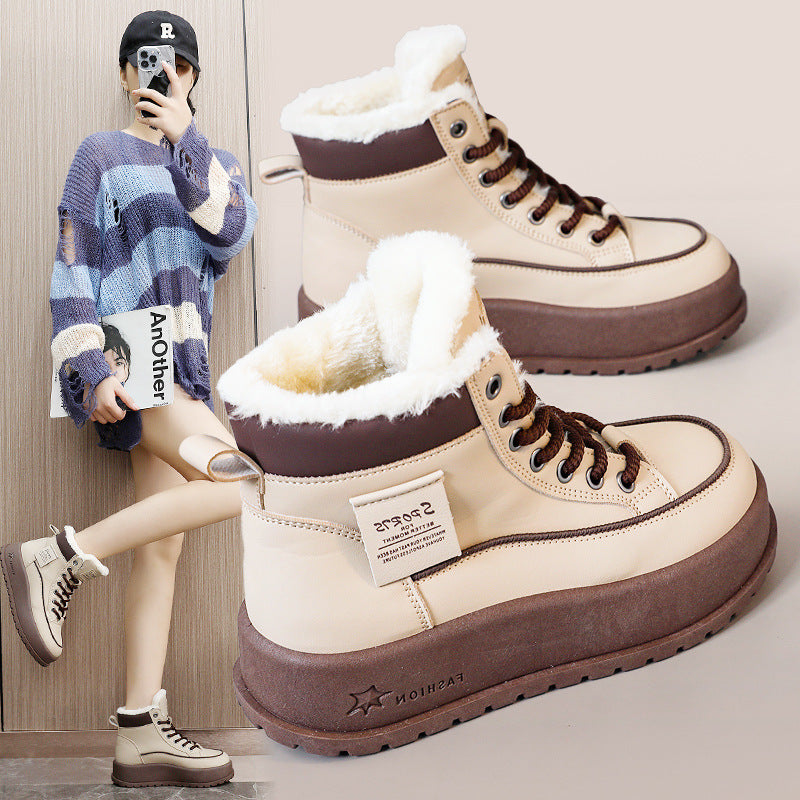 Damen hochgeschnittene Winterstiefel mit warmem Innenfutter und rutschfester Sohle R&B