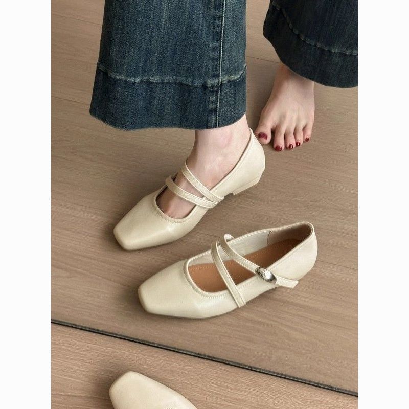Damen elegante Mary Jane Schuhe mit doppeltem Riemchen und spitzem Zehenbereich R&B