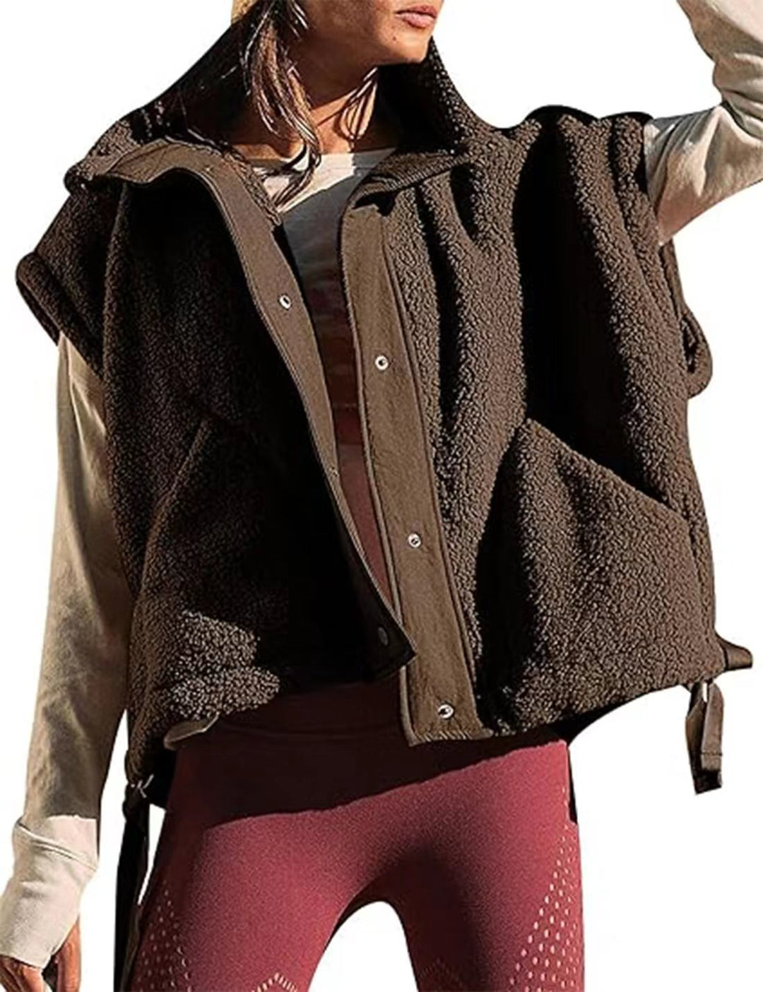Damen weiche Teddy-Weste mit praktischem Schnitt R&B