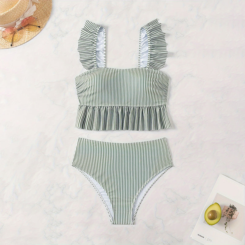 Damen Bikinis mit Rüschendetails und elastischem High-Waist-Schnitt R&B