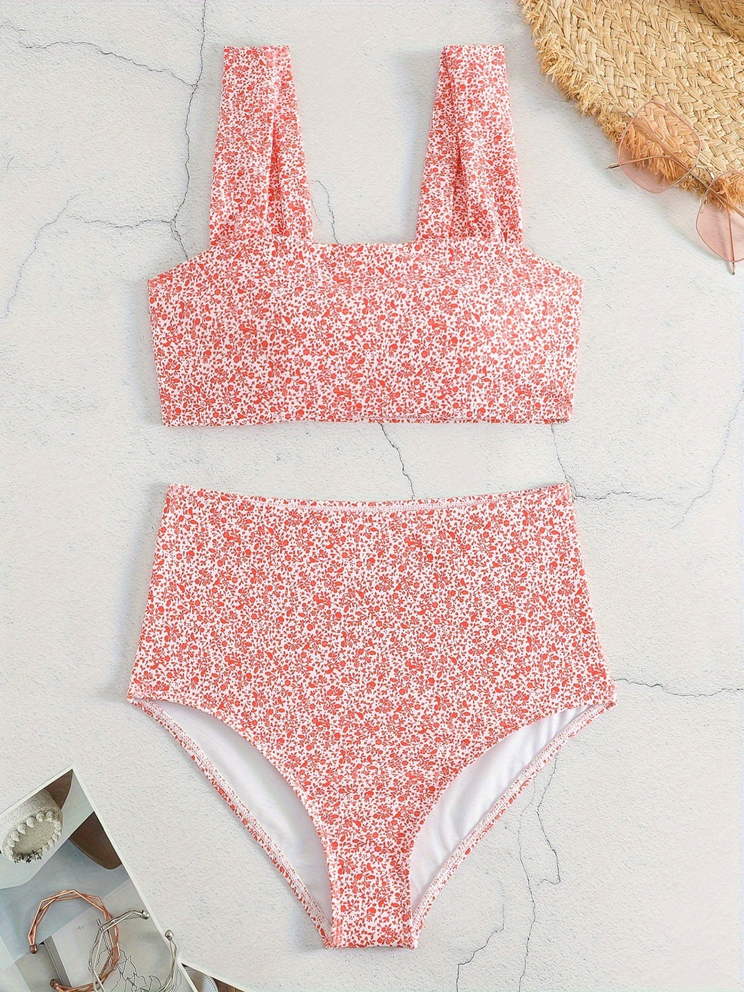 Damen Hochtailliertes Bikiniset mit floralem Muster R&B