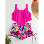Damen Sportliches Badeoberteil mit gepolstertem Short R&B