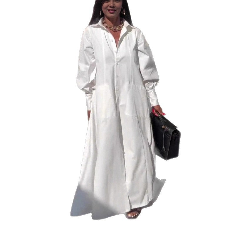 Damen Elegantes Hemdblusenkleid mit weit schwingendem Rock R&B