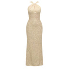 Damen Glamouröses Abendkleid mit funkelndem Paillettenoberteil und elegantem Rückenausschnitt R&B