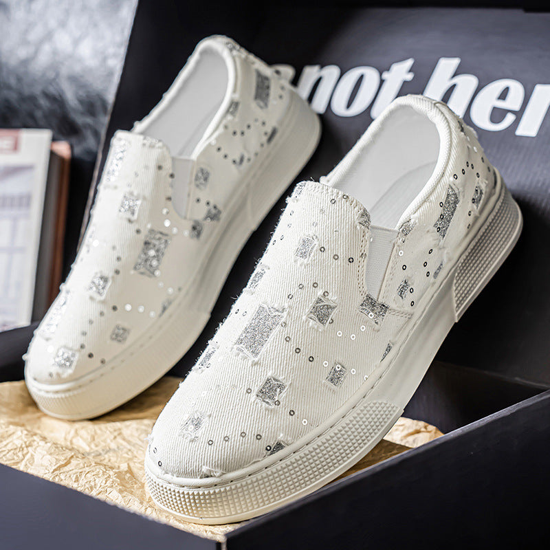 Damen elegante Slip-On Sneakers mit modischem Glitzerdesign R&B