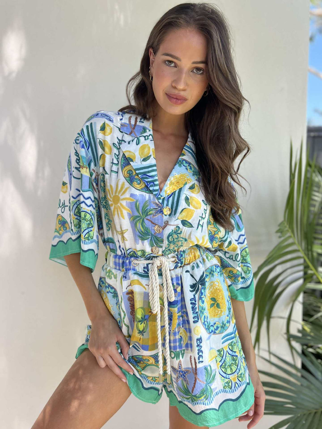 Damen Strandkleid mit buntem Muster R&B