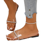 Damen Offene Sandalen mit Perlendesign und transparenten Riemen R&B