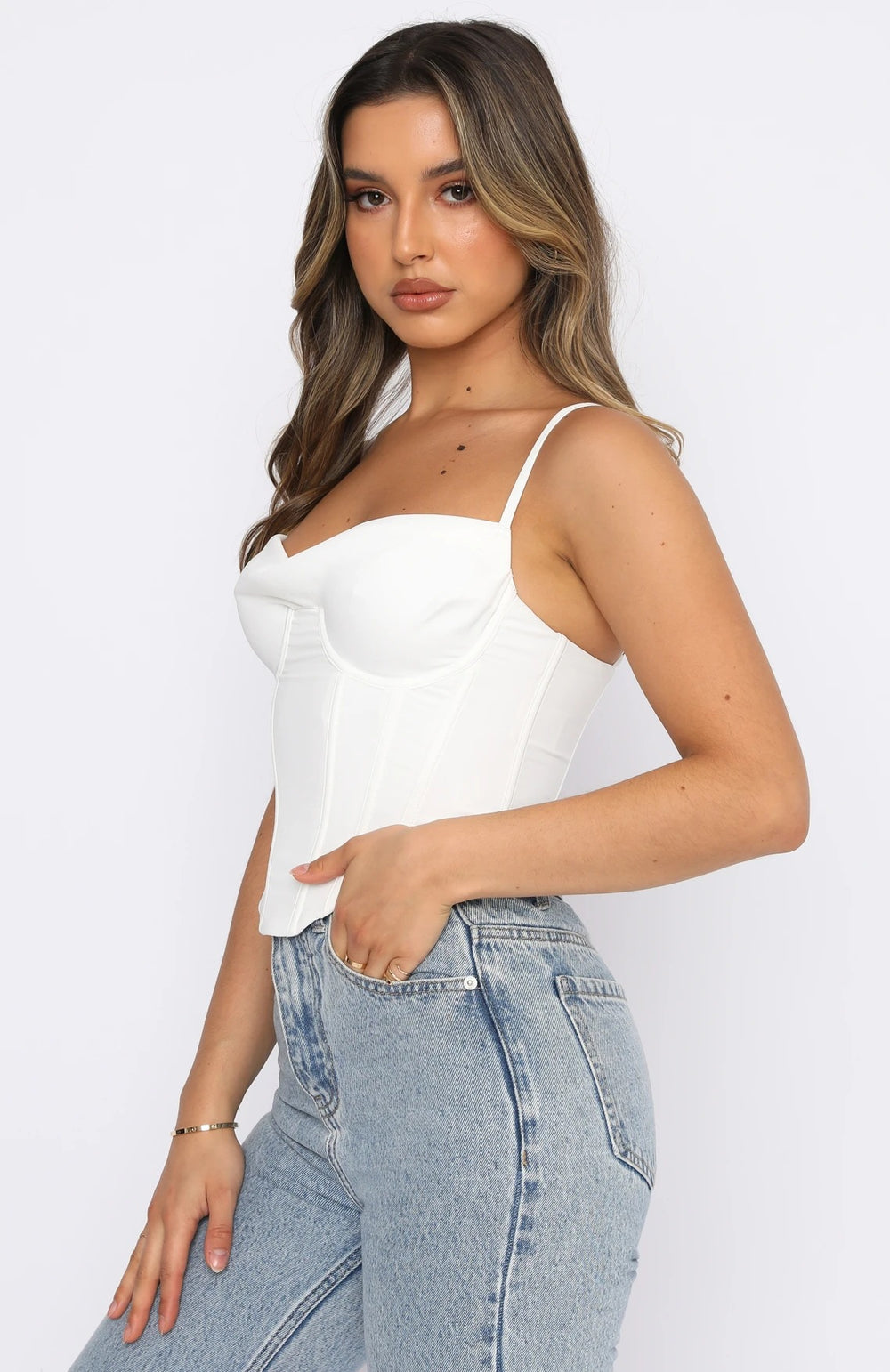Damen Bustier-Oberteil mit Reißverschluss und feiner Raffung R&B