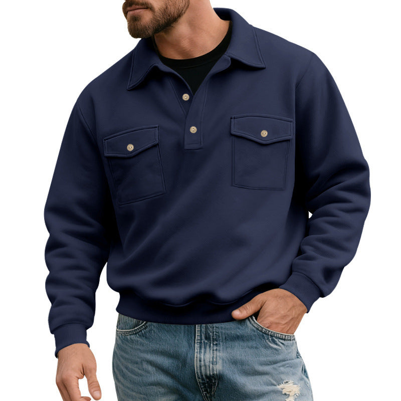 Herren lässiger Pullover mit praktischen Pattentaschen R&B