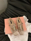 Damen elegante Ballerinas mit modischem Schleifenakzent und funkelnden Verzierungen R&B