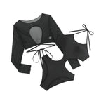 Damen Crop-Top Bikini-Set mit stilvollem Überwurf R&B