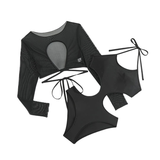 Damen Crop-Top Bikini-Set mit stilvollem Überwurf R&B