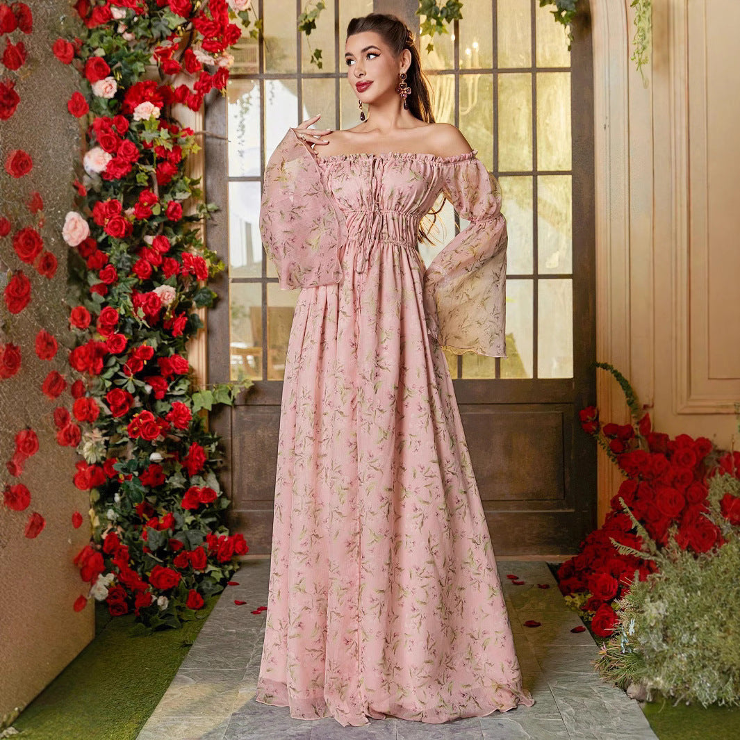Damen Off-Shoulder Maxikleid mit fließendem Schnitt und floralem Design R&B