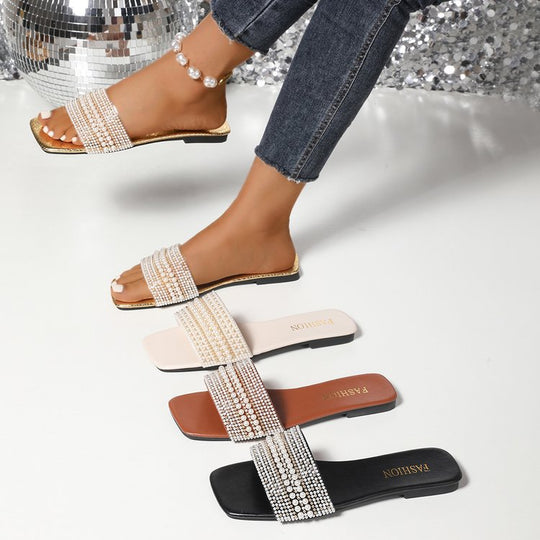 Damen Plateau-Sandalen mit dekorativen Perlenakzenten R&B