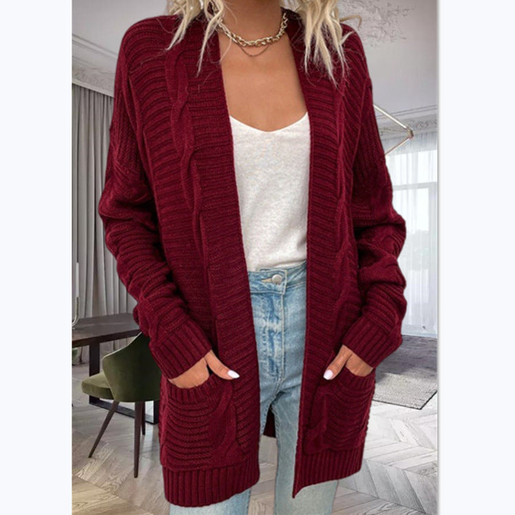 Damen Strickcardigan mit strukturiertem Design und großen Taschen R&B