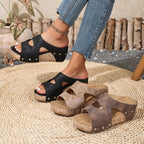 Damen Plattform-Pantoletten mit modischen Cut-Outs R&B