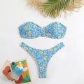 Damen Bandeau-Bikini mit floralem Design und elegantem Verschluss R&B