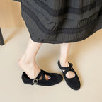 Damen Ballerinas mit modernem Riemen und eleganter Schnalle