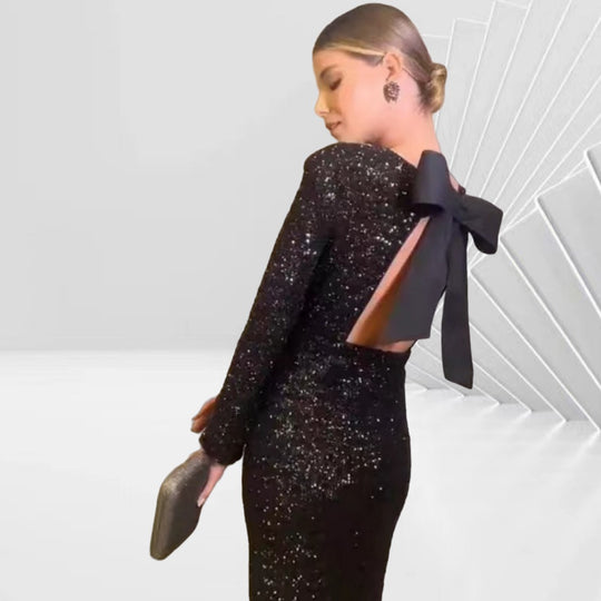Damen Elegantes Abendkleid mit schimmernden Pailletten und raffinierten Rückendetails R&B