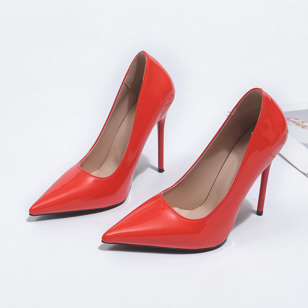 Damen spitze Lackpumps mit hochglänzendem Finish R&B