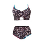 Damen Hochgeschnittener Triangel-Bikini mit modischem Animal-Print und sportlichem Design R&B