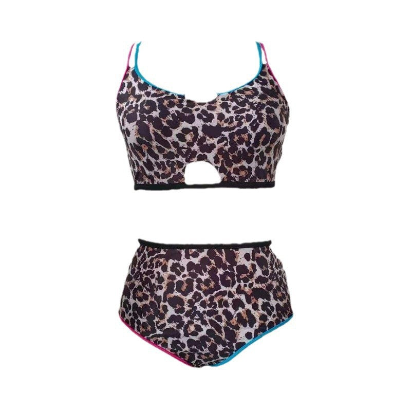 Damen Hochgeschnittener Triangel-Bikini mit modischem Animal-Print und sportlichem Design R&B