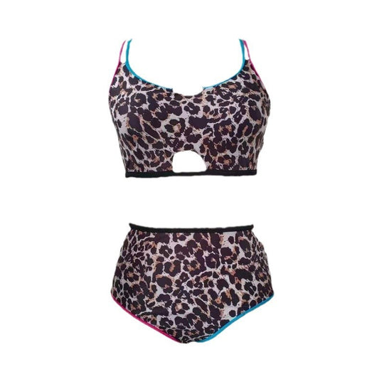 Damen Hochgeschnittener Triangel-Bikini mit modischem Animal-Print und sportlichem Design R&B