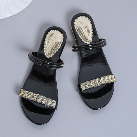 Damen Glitzernde Riemchen-Sandalen mit eleganten Verzierungen R&B