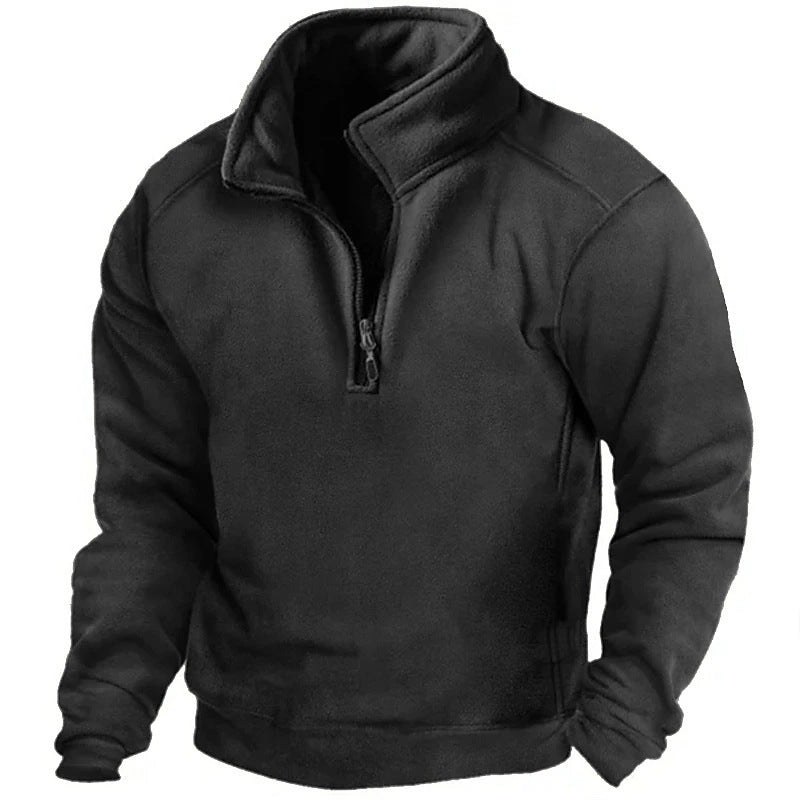 Herren Fleece-Pullover mit hohem Kragen und praktischen Reißverschluss R&B