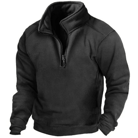 Herren Fleece-Pullover mit hohem Kragen und praktischen Reißverschluss R&B