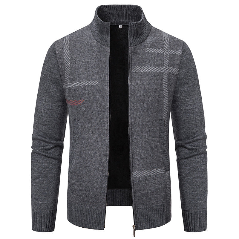 Herren Strickjacke mit modernem Zipper und hohem Kragen