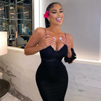 Damen Figurbetontes Midi-Kleid mit Trägern und Körbchen R&B