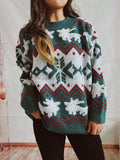 Damen festlicher Strickpullover mit weihnachtlichem Design und hohem Kragen R&B