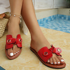 Damen Bequeme Flip-Flop-Pantoletten mit dekorativem Schleifen-Design