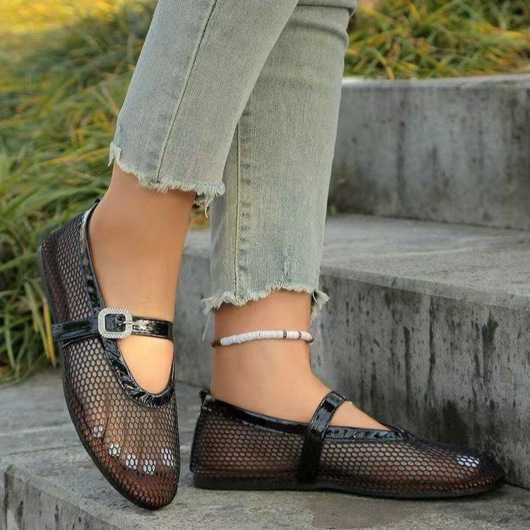 Damen Stilettos mit netzartigem Obermaterial und moderner Schnallenapplikation R&B