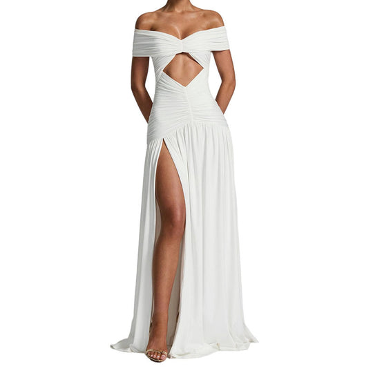 Damen Elegantes Off-Shoulder Maxikleid mit praktischem Cut-Out R&B