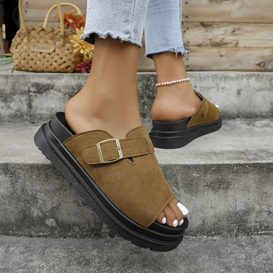 Damen Komfortable Mules mit verstellbarem Riemen und rutschfester Sohle R&B