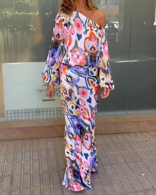 Damen Maxi-Kleid mit asymmetrischem Schnitt und eleganten Ärmel R&B