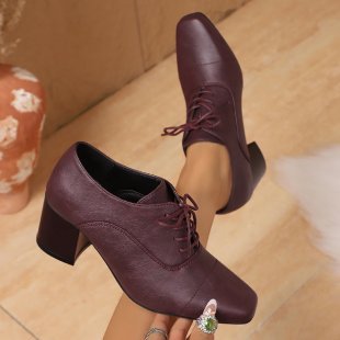 Damen High-Top Schnürschuhe mit elegantem Blockabsatz und modernem Design R&B