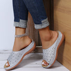 Damen Atmungsaktive und komfortable Sandalen mit Glitzerelementen