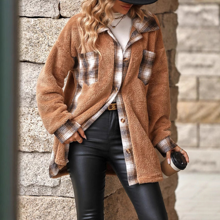 Damen Fleecejacke mit Karomuster R&B