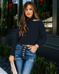 Damen modischer Crop-Pullover mit schulterfreiem Design und Rippstruktur R&B