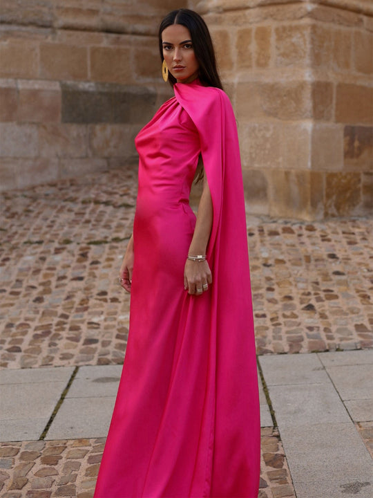 Damen Elegantes Abendkleid mit fließendem Design und schulterfreier Kapuze R&B