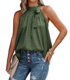 Damen Chiffon Top mit dekorativem Krawattenausschnitt R&B