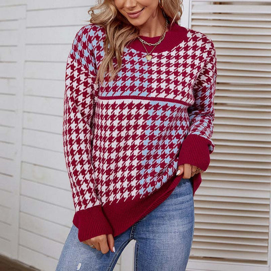 R&B | Geometrischer Strickpullover Mit Trendigem Muster