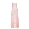 Damen Maxikleid mit transparentem Oberteil und feinem Spitzenmuster R&B