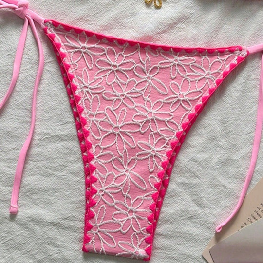 Damen Triangel-Bikini-Set mit floralen Stickereien R&B