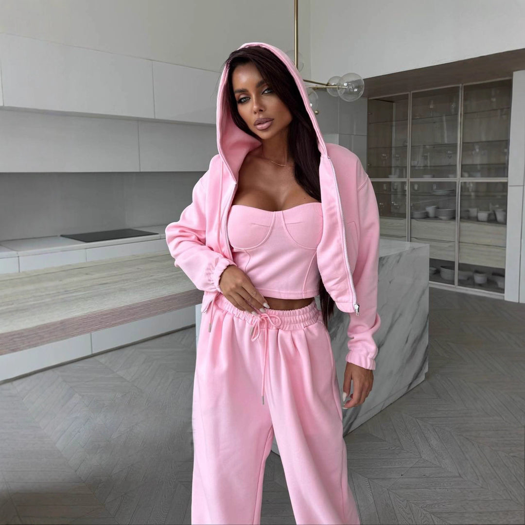Damen lässiges Freizeitoberteil und bequeme Hose im Set R&B